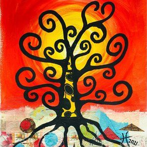 Original Art “Tree of Life 2” Handmade Mixed Media Artwork by Tristina Dietz Elm